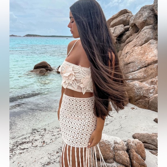 ZARA BLOGGERS FAV FRINGED CROTCHET SKIRT - Picture 6 of 13